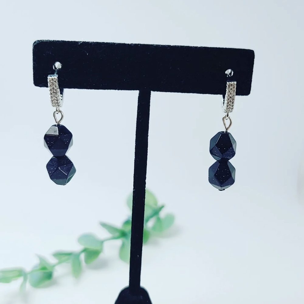 Blue Goldstone Zirconia earring